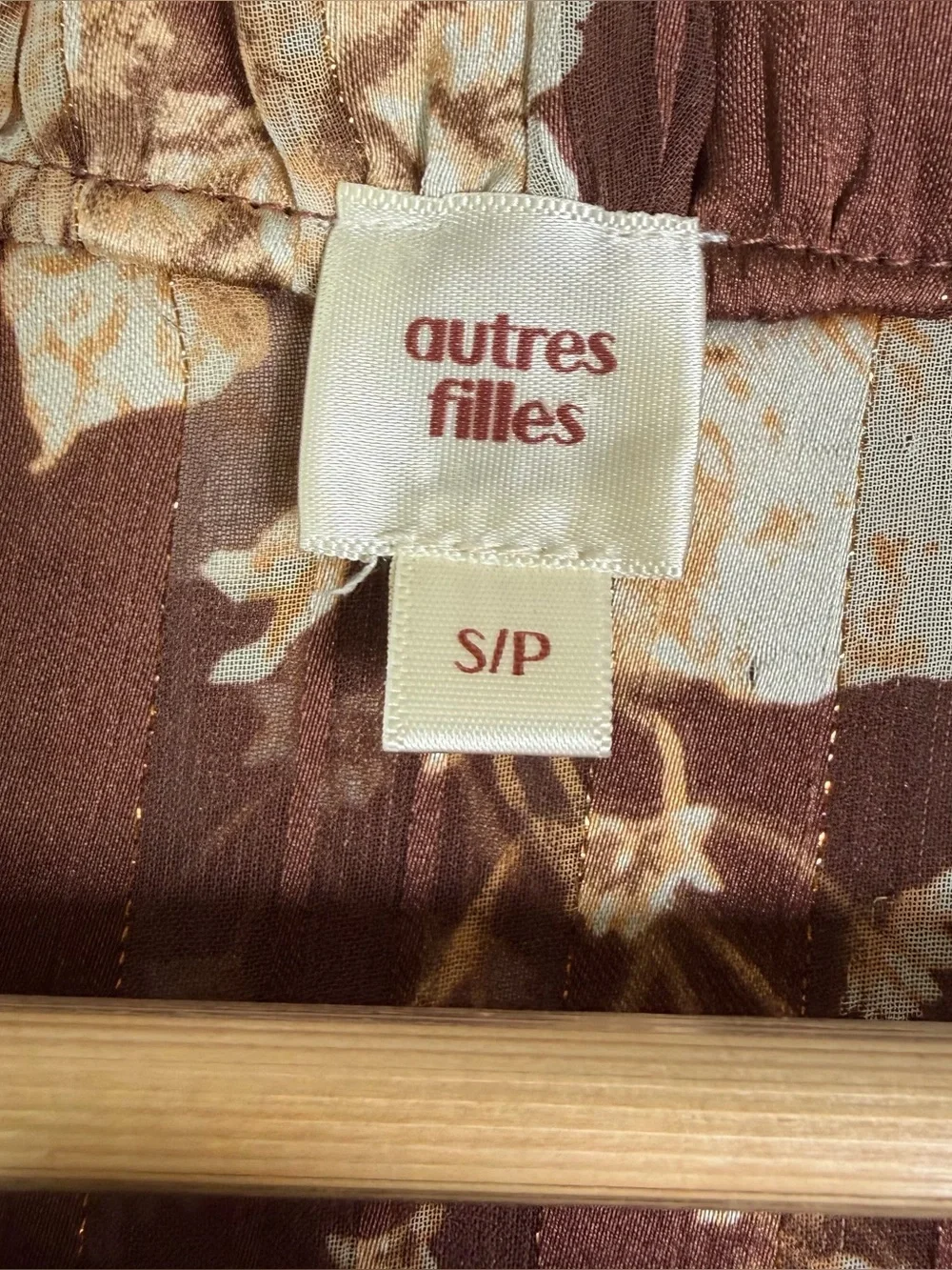Autres Filles Anthropologie Floral Boho Peasant Blouse Brown Tie Neck Top Sz S - Picture 4 of 10
